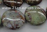 CAG1933 15.5 inches 25mm flat round green magic agate beads