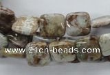 CAG1961 15.5 inches 12*12mm square green magic agate beads