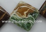 CAG1975 15.5 inches 30*30mm diamond green magic agate beads