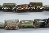 CAG1978 15.5 inches 12*16mm rectangle green magic agate beads