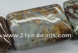 CAG1983 15.5 inches 25*35mm rectangle green magic agate beads