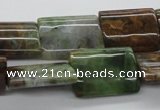 CAG1988 15.5 inches 15*20mm flat tube green magic agate beads