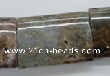 CAG1991 15.5 inches 25*35mm flat tube green magic agate beads