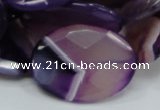 CAG209 15.5 inches 22*30mm faceted oval purple agate gemstone beads