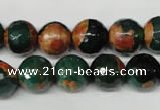 CAG2224 15.5 inches 12mm faceted round fire crackle agate beads