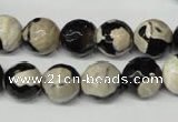 CAG2244 15.5 inches 12mm faceted round fire crackle agate beads