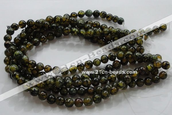 CAG235 15.5 inches 10mm round dragon veins agate gemstone beads