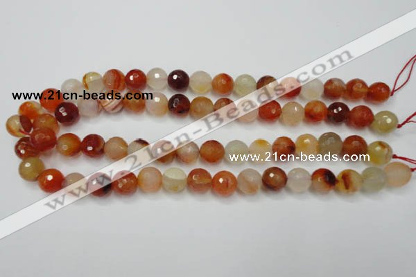 CAG2384 15.5 inches 12mm faceted round red agate beads wholesale