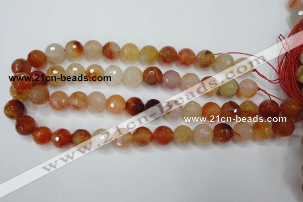 CAG2385 15.5 inches 14mm faceted round red agate beads wholesale