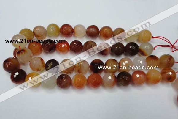 CAG2386 15.5 inches 16mm faceted round red agate beads wholesale