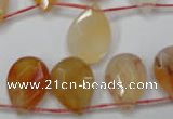 CAG2408 Top-drilled 13*18mm faceted flat teardrop red agate beads