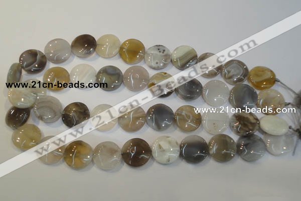 CAG2438 15.5 inches 18mm flat round Chinese botswana agate beads
