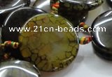 CAG256 15.5 inches 35mm coin dragon veins agate gemstone beads