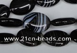 CAG3003 15.5 inches 13*18mm oval black line agate beads