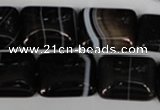 CAG3024 15.5 inches 15*20mm rectangle black line agate beads