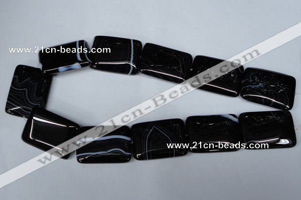 CAG3027 15.5 inches 25*35mm rectangle black line agate beads