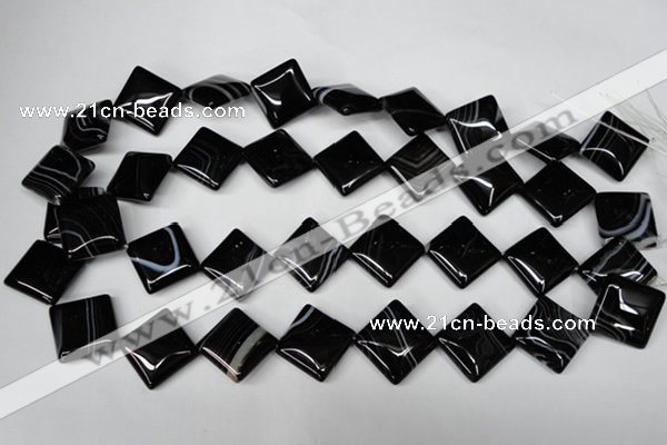 CAG3045 15.5 inches 18*18mm diamond black line agate beads