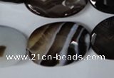 CAG3090 15.5 inches 20*30mm faceted oval black line agate beads