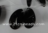 CAG3109 Top-drilled 18*25mm faceted flat teardrop black line agate beads