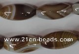 CAG3126 15.5 inches 12*25mm rice brown line agate beads