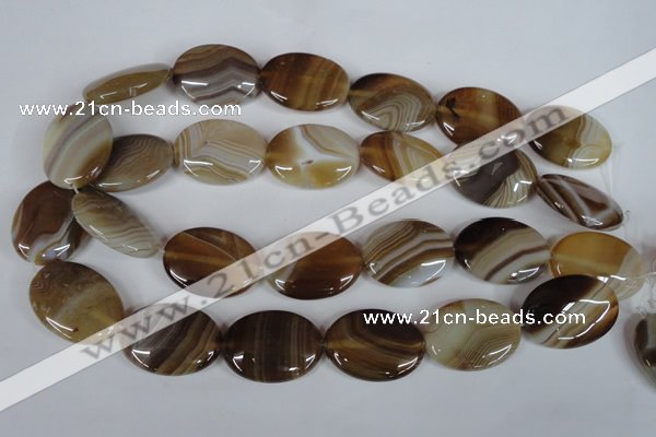 CAG3135 15.5 inches 18*25mm oval brown line agate beads