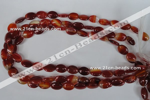 CAG3192 15.5 inches 10*14mm oval red line agate beads