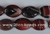 CAG3203 15.5 inches 13*18mm oval red line agate beads