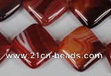 CAG3235 15.5 inches 18*18mm diamond red line agate beads