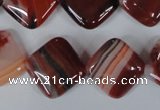CAG3240 15.5 inches 16*16mm diamond red line agate beads