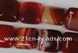 CAG3243 15.5 inches 16*16mm square red line agate beads