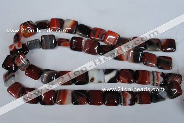 CAG3248 15.5 inches 16*16mm square red line agate beads