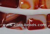CAG3255 15.5 inches 15*20mm rectangle red line agate beads
