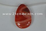 CAG3289 Top-drilled 20*30mm flat teardrop red line agate beads
