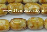 CAG3638 15.5 inches 15*20mm drum yellow crazy lace agate beads