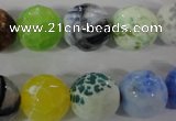 CAG3880 15.5 inches 14mm faceted round fire crackle agate beads