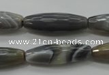 CAG3958 15.5 inches 10*30mm faceted rice grey botswana agate beads