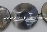 CAG3968 15.5 inches 30mm faceted coin grey botswana agate beads