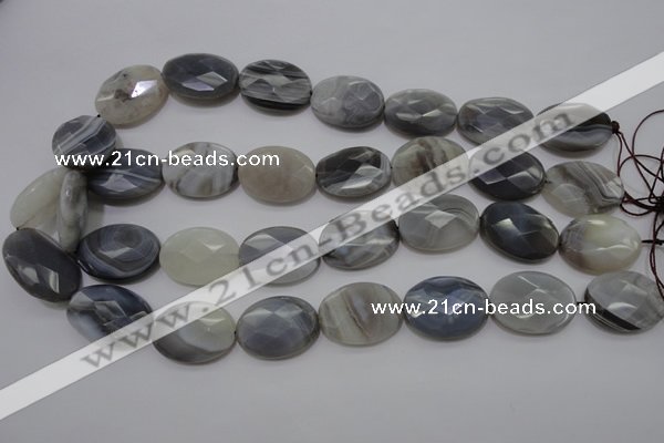 CAG3975 15.5 inches 18*25mm faceted oval grey botswana agate beads