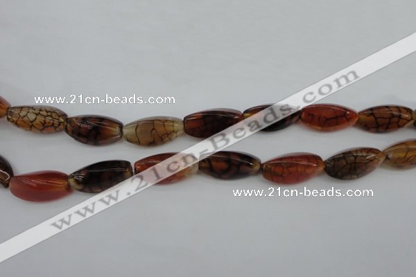CAG4164 15.5 inches 10*20mm twisted trihedron dragon veins agate beads