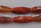 CAG4196 15.5 inches 9*25mm faceted rice natural fire agate beads