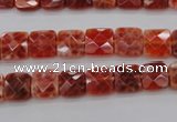 CAG4250 15.5 inches 8*8mm faceted square natural fire agate beads