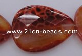 CAG4277 15.5 inches 30*40mm faceted flat teardrop natural fire agate beads