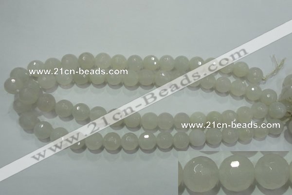 CAG4351 15.5 inches 10mm faceted round white agate beads wholesale