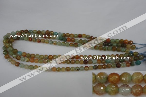 CAG4481 15.5 inches 6mm faceted round fire crackle agate beads