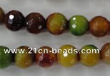 CAG4520 15.5 inches 10mm faceted round fire crackle agate beads
