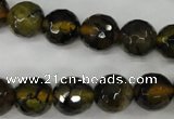 CAG4543 15.5 inches 12mm faceted round fire crackle agate beads