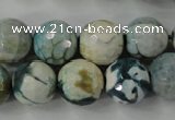 CAG4562 15.5 inches 14mm faceted round fire crackle agate beads