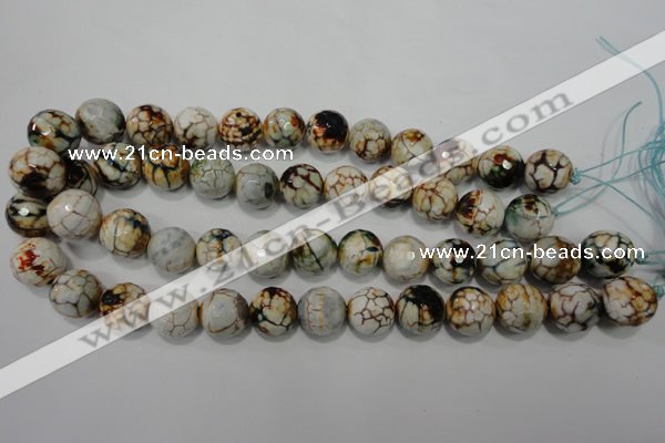 CAG4575 15.5 inches 16mm faceted round fire crackle agate beads