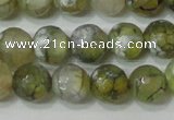 CAG4627 15.5 inches 6mm faceted round fire crackle agate beads