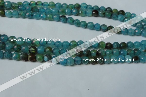 CAG4786 15.5 inches 6mm faceted round fire crackle agate beads